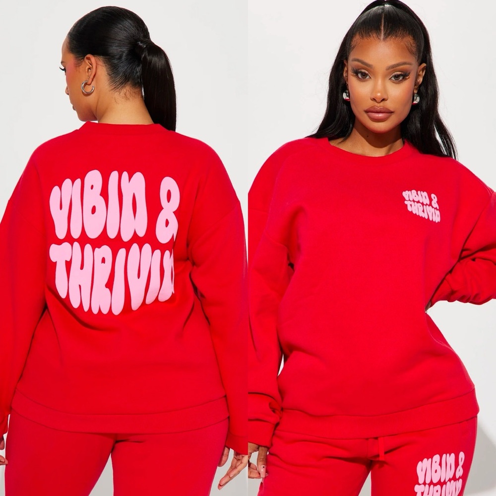 NWT FASHION NOVA RED SWEATER w/ Puff Letters, Winter Sweater